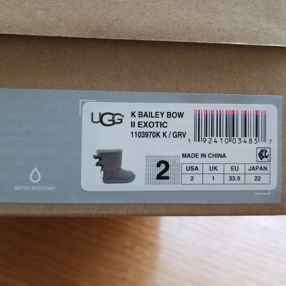 UGG, Bailey Bow II Boot, Exotic, Girls, Size 2 - Picture 5 of 7